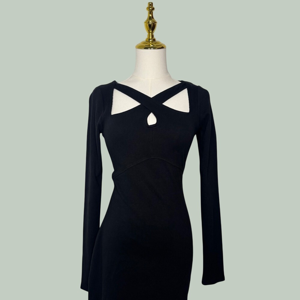 hollister black euphoria bodycon dress coquette office downtown girl club chic